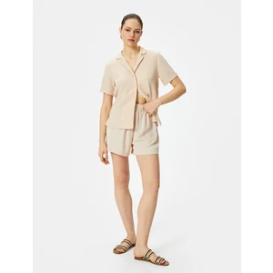 Kısa Kollu Gömlek Düğmeli Dokulu Standart Kesim