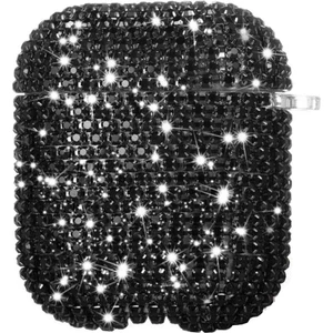 Air-Podss 1. Nesil / 2. Nesil Kılıf Diamond Swarovski Görünümlü Taşlı Siyah