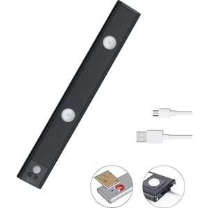 AC Aydınlatma Siyah Sensörlü, Mıknatıslı -3 Işık Renkli / USB Şarjlı Armatür