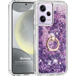 Xiaomi Redmi Note 12 Pro 5g Kılıf Glitter Liquid Holder Mor