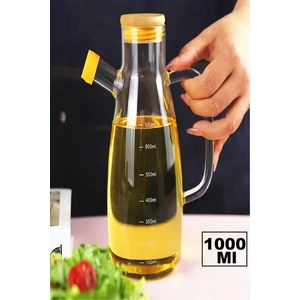 Berdina Home Bambu Kapaklı Yağdanlık 1000 ml Borosilikat Cam Yağlık Sirkelik Şişesi Master Vakumlu Sosluk