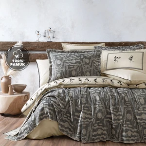 Pulido Tek Kişilik Yatak Örtülü Nevresim Takımı / Çeyiz Seti - Antrasit