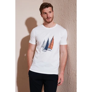 Pamuklu Slim Fit Bisiklet Yaka T Shirt Erkek T Shirt 646R7810