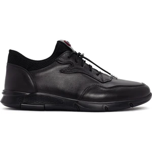 Erkek Siyah Bağcıklı Deri Sneaker 24SFD670118