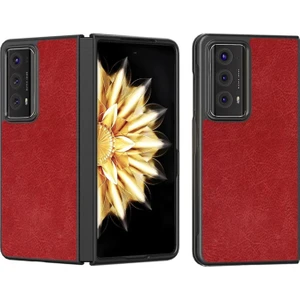 Honor Magic V2 Için Deri Desenli Plastik Koruma Kılıf