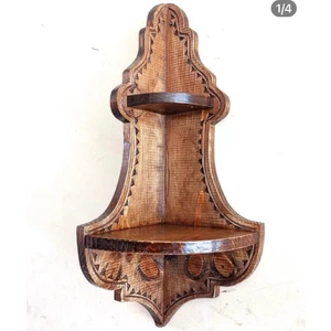 Otantik Çarşı Ahşap El Oyması Köşe Raf