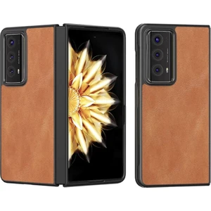 Honor Magic V2 Için Deri Desenli Plastik Koruma Kılıf