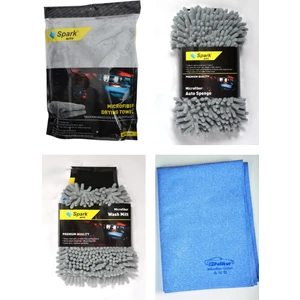 2316 Peluş Bez & Spark 7040 Sünger & Spark 7050 Eldiven & Polikur 3356 Güderi Bez (4'lü Set)