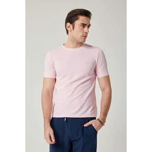 Sıfır Yaka Bisiklet Yaka Likralı Pembe Erkek Tshirt