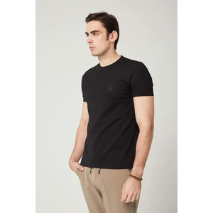 Sıfır Yaka Bisiklet Yaka Likralı Siyah Erkek Tshirt
