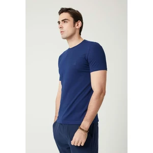 Sıfır Yaka Bisiklet Yaka Likralı Lacivert Erkek Tshirt