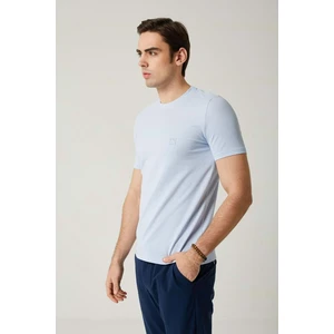 Sıfır Yaka Bisiklet Yaka Likralı  Buz Mavi Erkek Tshirt