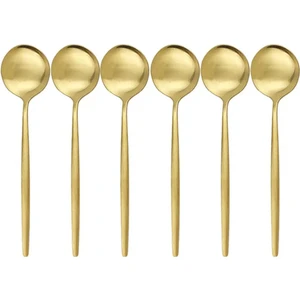 Kitchen Design Lab Lüks Mat Gold Kahve 6'lı Çay Kaşığı Seti, Kutulu