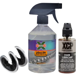 Formula x Motosiklet Zincir Bakım Seti (360° Fırça + 500ML Temizleme Sıvısı + 100ML Zincir Yağı)