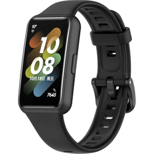 Megafox Teknoloji Huawei Band 7 Uyumlu Kordon Silikon Esnek Soft Yüzey Klipsli Yumuşak Spor Kayış, Siyah