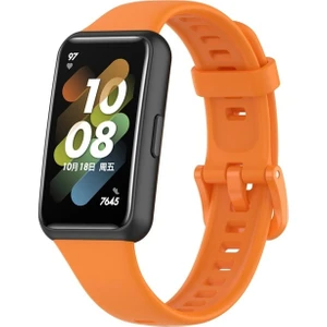 Megafox Teknoloji Huawei Band 7 Uyumlu Kordon Silikon Esnek Soft Yüzey Klipsli Yumuşak Spor Kayış, Sarı