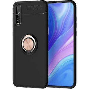 Megafox Teknoloji Huawei P Smart S (Y8P) Uyumlu Kılıf Ravel Silikon Kapak, Siyah-Rose Gold