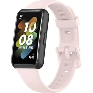 Megafox Teknoloji Huawei Band 7 Uyumlu Kordon Silikon Esnek Soft Yüzey Klipsli Yumuşak Spor Kayış, Açık Pembe