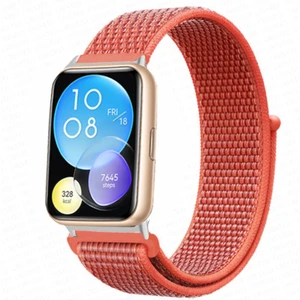 Megafox Teknoloji Huawei Watch Fit 2 Uyumlu Kordon Hasır Örgü Işlemeli Yumuşak Esnek Spor Kayış, Beyaz - Gri