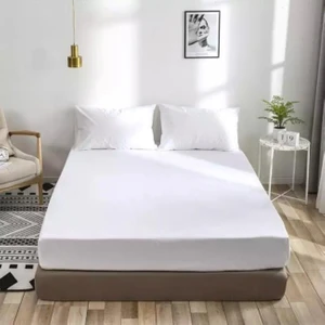 Lila Moon Beyaz Renkli Pamuklu Ranforce Kumaştan Tek / Çift Kişilik Fitted Lastikli Çarşaf Takımı