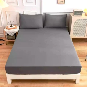 Lila Moon Antrasit Renkli Pamuklu Ranforce Kumaştan Tek / Çift Kişilik Fitted Lastikli Çarşaf Takımı