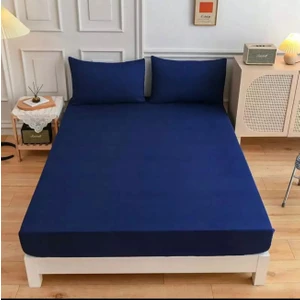 Lila Moon Lacivert Renkli Pamuklu Ranforce Kumaştan Tek / Çift Kişilik Fitted Lastikli Çarşaf Takımı