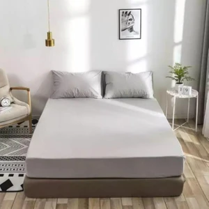 Lila Moon Gri Renkli Pamuklu Ranforce Kumaştan Tek / Çift Kişilik Fitted Lastikli Çarşaf Takımı
