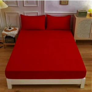 Lila Moon Bordo Renkli Pamuklu Ranforce Kumaştan Tek / Çift Kişilik Fitted Lastikli Çarşaf Takımı