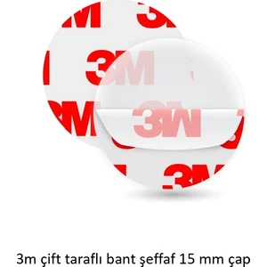 3m Yapışkanlı Çift Taraflı Bant Şeffaf Yuvarlak- 15 mm Çap -100 Adet