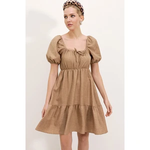 2351 Kloş Poplin Elbise - Camel