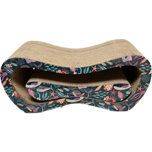 Lazy Paws Karton Kedi Tırmalama Kanepesi 2'li Set 43X24X8,5 cm & 59X24X26 cm- - Small & Large - Okyanus Desen