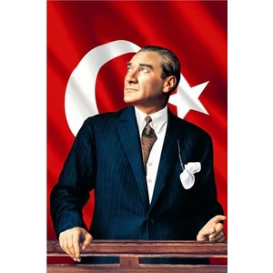 Sina Filamax Atatürk Baskılı Türk Bayrağı Atatürk Posteri 70X100 cm Raşel Kumaş Dijital Baskı