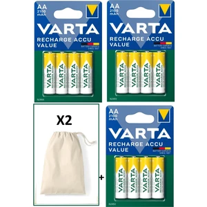 56616 Şarj Edilebilir Value 12 Adet 2100MAH Aa Kalem Pil+Saklama Kesesi Hediye