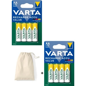 56616 Şarj Edilebilir Value 8 Adet 2100MAH Aa Kalem Pil+Saklama Kesesi Hediye