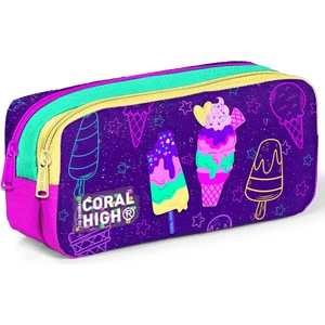 Coral High Kids Mor Pembe Dondurma Desenli Iki Bölmeli Kalem Çantası