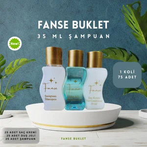 Tek Kullanımlık Otel Buklet 25 Adet Şampuan 25 Adet Duş Jeli 25 Adet Saç Kremi S Şişe Set 35 ml