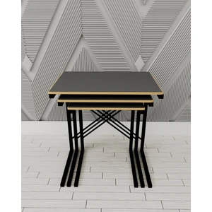 Güzelkan Madeni Eşya 3 Lü Zigon Sehpa Metal Sehpa Atlantik Füme 1365