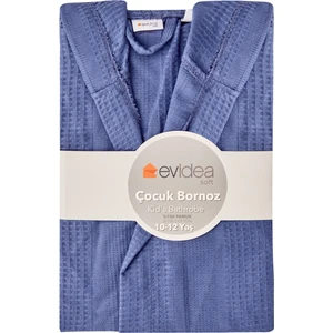 Soft Çocuk Waffle Bornoz - Mavi - 10-12 Yaş