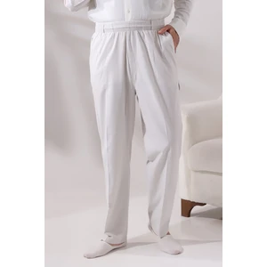 İhvan Online Erkek Açık Krem Yandan Cepli Rahat Kesim Beli Lastikli Kargo Hac ve Umre Şalvar Pantolon