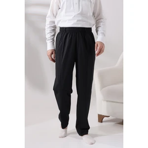 İhvan Online Erkek Siyah Rahat Kesim Beli Lastikli Keten Hac ve Umre Şalvar Pantolon