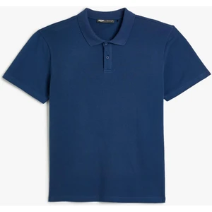 4SAM10113MK 716 Lacivert Erkek Pamuk Jersey Kısa Kollu Polo Yaka Basic T-Shirt