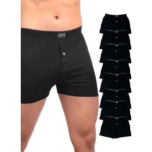 Düğmeli Penye Erkek Boxer Pamuklu Siyah - Rahat Kesim 8'li