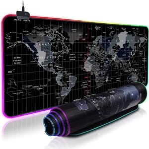 80X30CM Büyük Boy Xxl Dünya Haritalı Mousepad Rgb LED Işıklı Gaming Gamer Oyuncu Mouse Pad