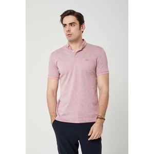 Yakası Triko Polo Yaka Erkek Pembe Tshirt