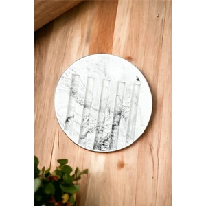 Mermer Desenli Yuvarlak Model Beton Katı Sabunluk Su Giderli 10 cm