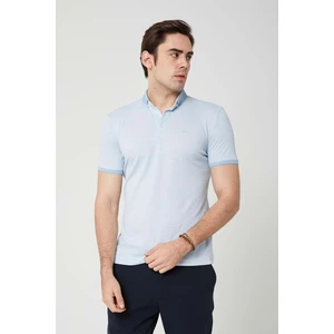 Yakası Triko Polo Yaka Erkek Buz Mavi Tshirt