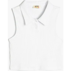 Crop Atlet Polo Yaka Düğmeli Ribanalı Pamuklu