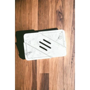 Mermer Desenli Banyo Mutfak Tuvalet Beton Katı Sabunluk Su Giderli Süzgeç Model 8X13 cm