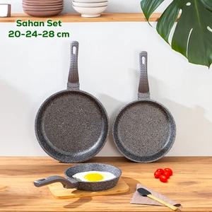 Oms 3737 Döküm Granit 3 Parça Tava Seti (20-24-28 Cm)