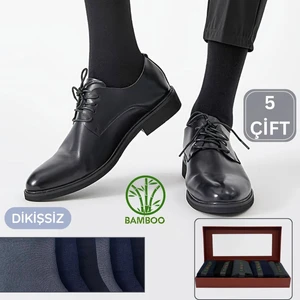 Kral Socks Premium Busines (5 Çift Kutulu) Klasik Uzun Boy Mevsimlik Dikişsiz Erkek Bambu Soket Çorap